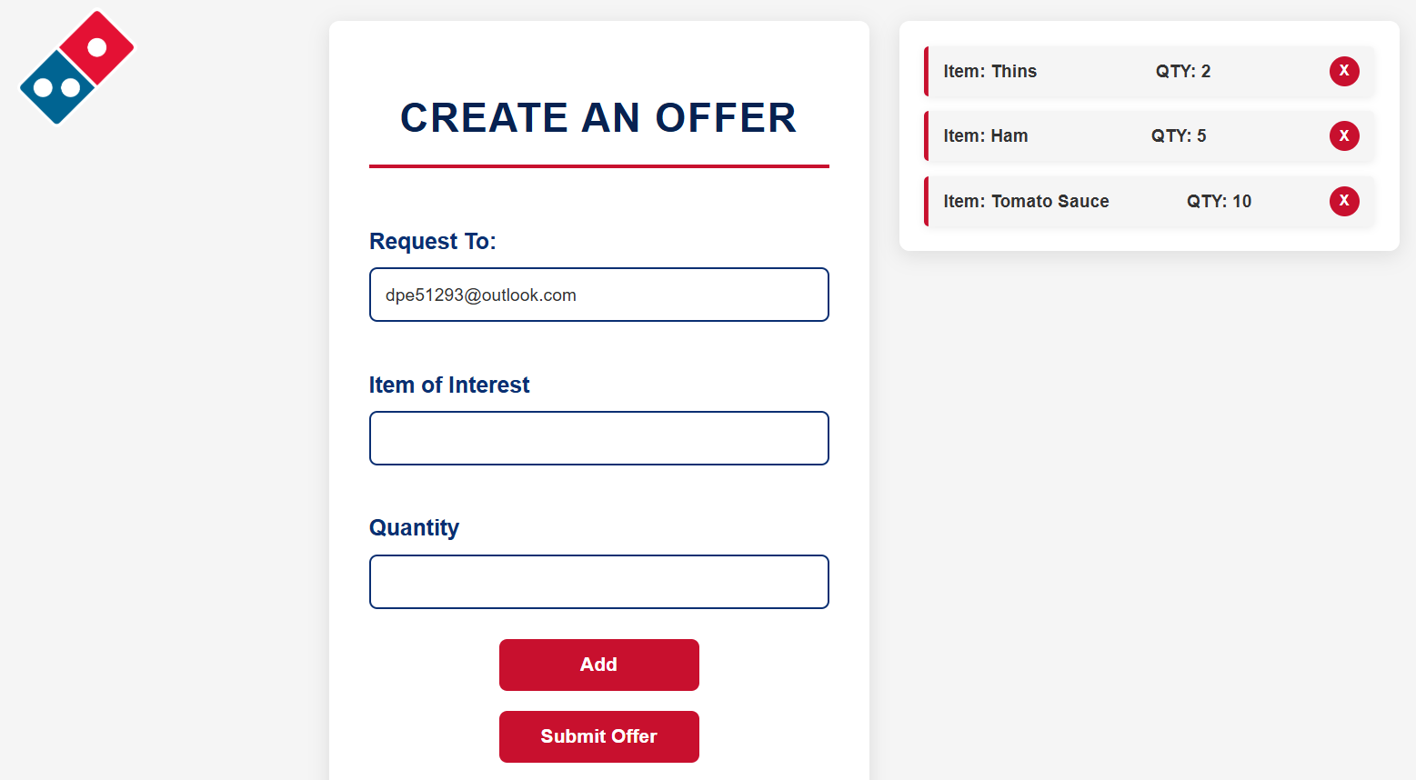 Dominos Stock Trader UI placeholder